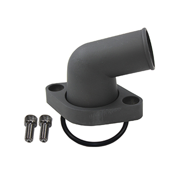 Power Products, Aluminum Swivel Water Neck, Chevrolet Small Block & Big Block, 65 Degrees, Black, Sold as Each