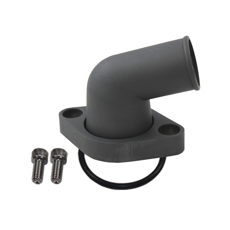 Power Products, Aluminum Swivel Water Neck, Chevrolet Small Block & Big Block, 65 Degrees, Black, Sold as Each