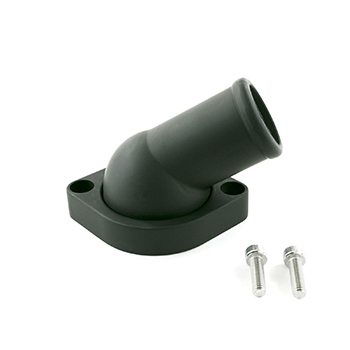 Power Products, Aluminum Swivel Water Neck, Chevrolet LS, 45 Degrees, Black, Sold as Each
