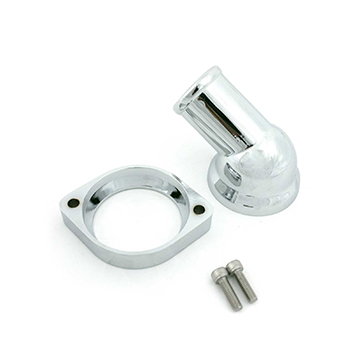 Power Products, Aluminum Swivel Water Neck, Chevrolet LS, 45 Degrees, Polished, Sold as Each