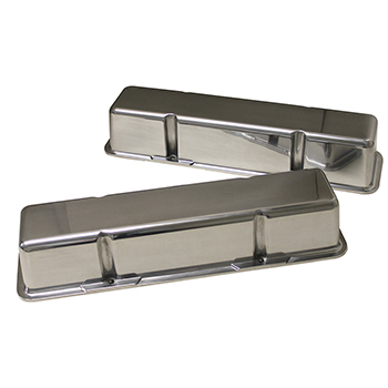 Power Products Polished Aluminum Valve Covers, Chev SB, Tall w/o Breather Holes