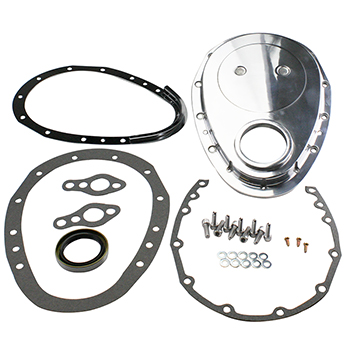 Power Products, Aluminum 2-Piece Cam Change Timing Cover, Chev SB