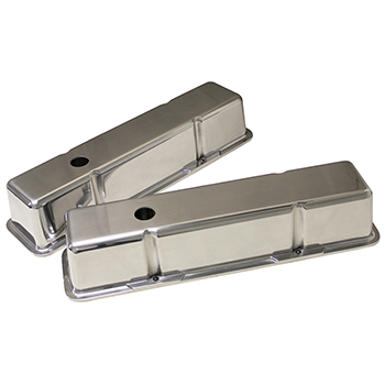 Power Products Polished Aluminum Valve Covers, Chev SB, Tall, w/ Breather Holes