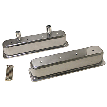 Power Products Aluminum Circle Track Valve Covers w/Tubes, Chev SB, Center Bolt