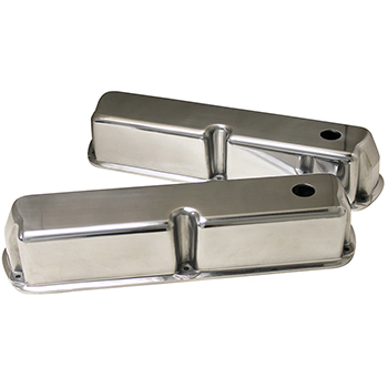 Power Products Polished Aluminum Valve Covers, Ford SB, Tall, w/Breather Holes