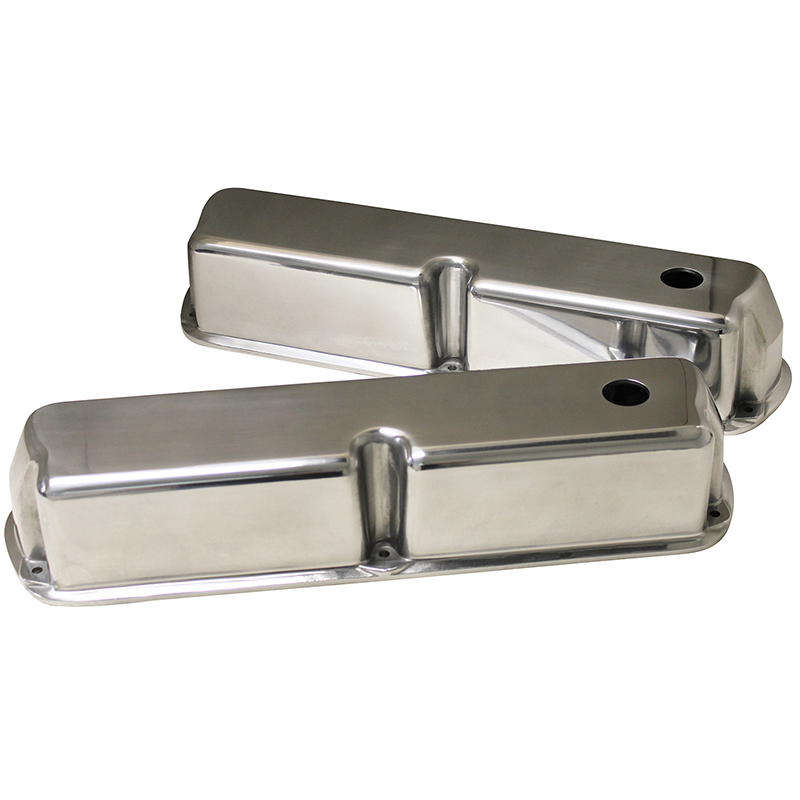 Power Products Polished Aluminum Valve Covers, Ford SB, Tall, w/Breather Holes
