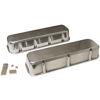 Power Products Polished Aluminum Valve Cover, Chev BB, Tall, w/o Breather Holes