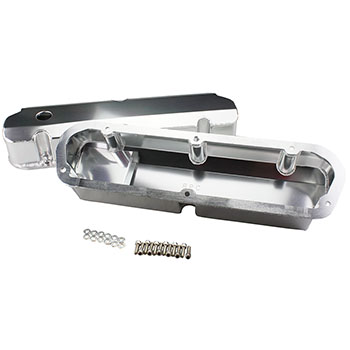 Power Products Fabricated Aluminum Valve Covers, Ford SB, Short-Bolt Design, Tall w/Breather Hole, Pair