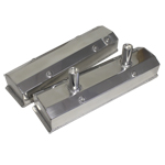Power Products Fabricated Aluminum Circle Track Valve Covers, Chev SB, Tall w/Baffled Tubes, Polished, Pair