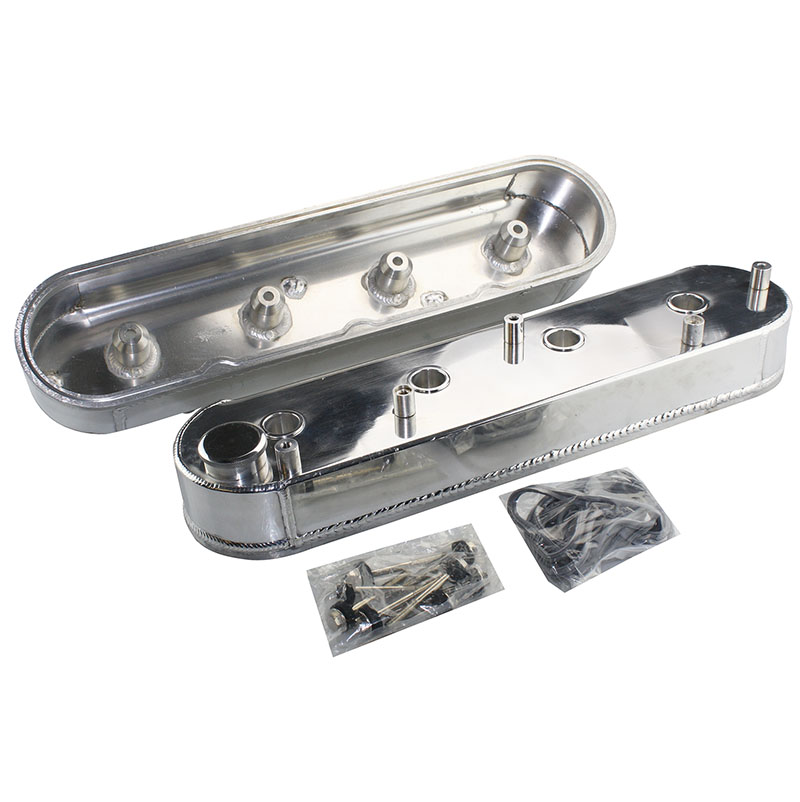 Power Products, Fabricated Aluminum Valve Covers, GM LS, with Stands, Polished