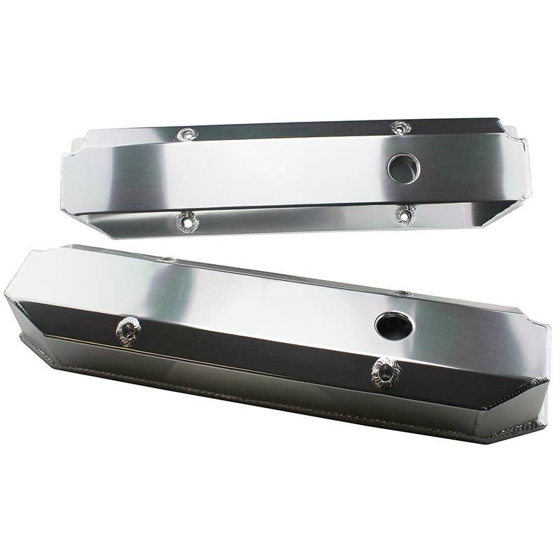 Power Products Fabricated Aluminum Valve Covers, Chrysler BB, Long-Bolt Design, Tall w/ Breather Hole, Pair