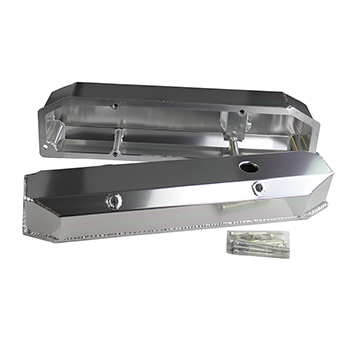 Power Products, Fabricated Aluminum Valve Covers, Chrysler BB, Long-Bolt Design, Tall w/ Breather Hole, Pair