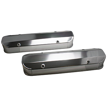 Power Products, Fabricated Aluminum Valve Covers, Pontiac V8, Long-Bolt Design, Tall w/o Breather Hole, Pair
