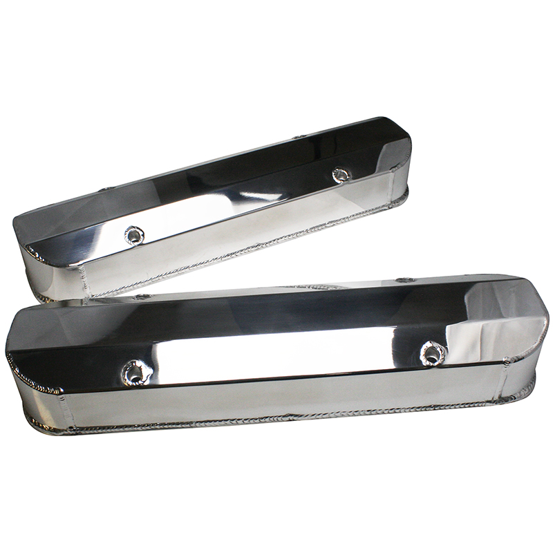 Power Products, Fabricated Aluminum Valve Covers, Pontiac V8, Long-Bolt Design, Tall w/o Breather Hole, Pair