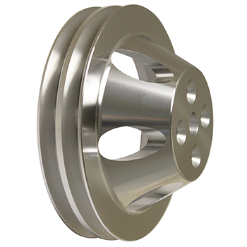 Power Products, Billet Style Aluminum Water Pump Pulley, Chevrolet Big Block, Short Water Pump, Double Groove