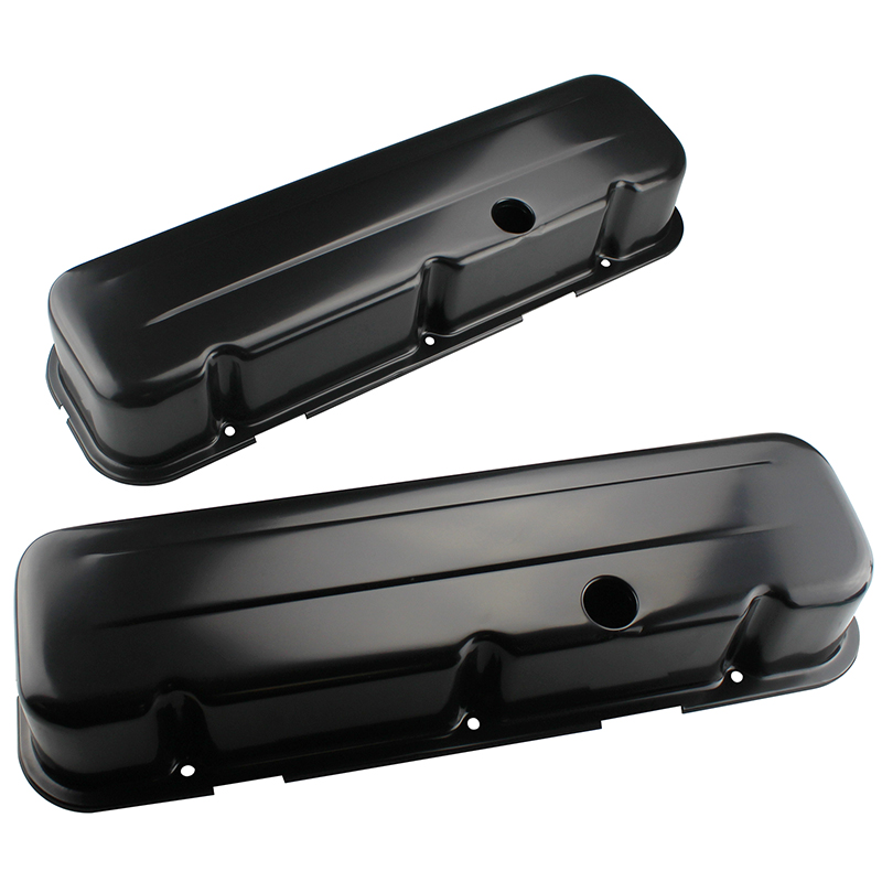 Power Products Satin Black Steel Valve Covers, Chev BB, Tall, w/ Baffles