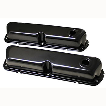 Power Products Satin Black Steel Valve Covers, Ford SB, Tall, w/ Baffles