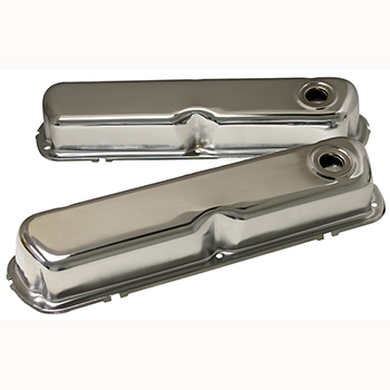 Power Products Chrome Steel Valve Covers, Ford SB,  w/ Baffles