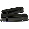Power Products Satin Black Steel Valve Covers, Pontiac V8, Tall, w/ Baffles