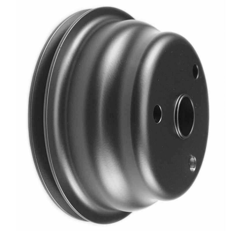 Power Products, Black Billet Style Aluminum Crankshaft Pulley, Chevrolet Small Block, Long WP, Single Groove