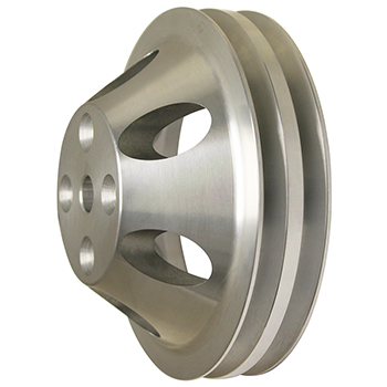Power Products Billet Style Aluminum Water Pump Pulley, Chevrolet Small Block, Long Water Pump, Double Groove