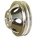 Power Products, Billet Style Aluminum Water Pump Pulley, Chevrolet Small Block, Long Water Pump, Double Groove