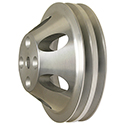 Power Products Billet Style Aluminum Water Pump Pulley, Chevrolet Small Block, Long Water Pump, Double Groove