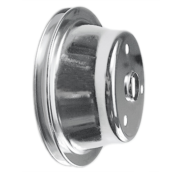 Power Products, Chrome Steel Crankshaft Pulley, Chevrolet Small Block, Long WP, Single Groove