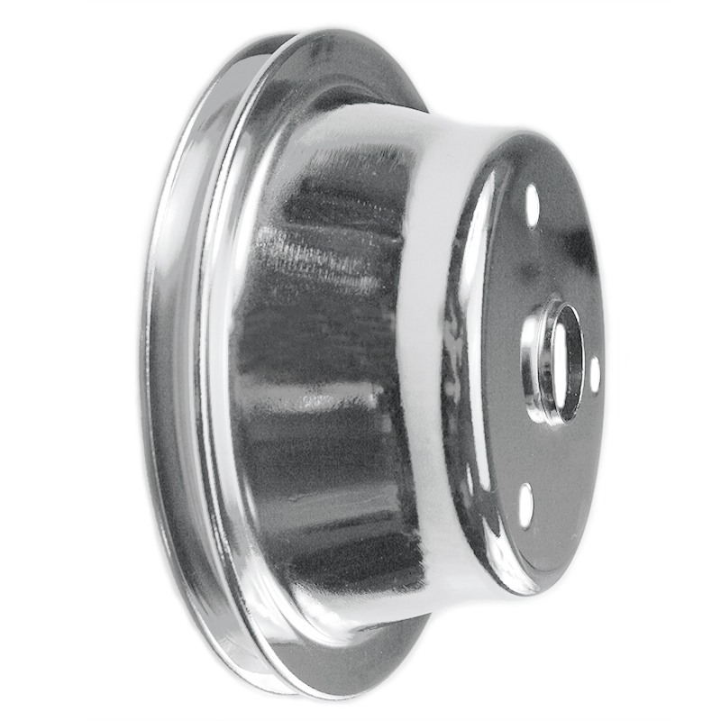Power Products, Chrome Steel Crankshaft Pulley, Chevrolet Small Block, Long WP, Single Groove
