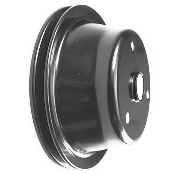 Power Products, Black Steel Crankshaft Pulley, Chevrolet Small Block,Long WP, Single Groove