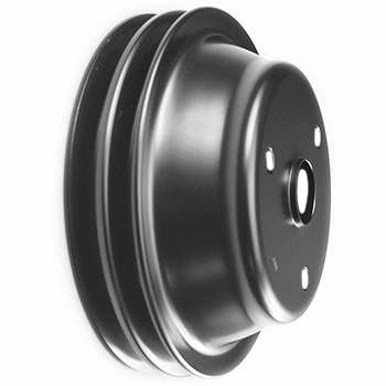 Power Products, Black Steel Crankshaft Pulley, Chevrolet Small Block, Long WP, Double Groove