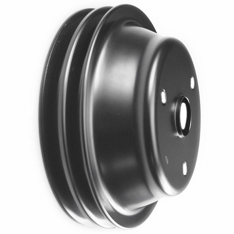 Power Products, Black Steel Crankshaft Pulley, Chevrolet Small Block, Long WP, Double Groove