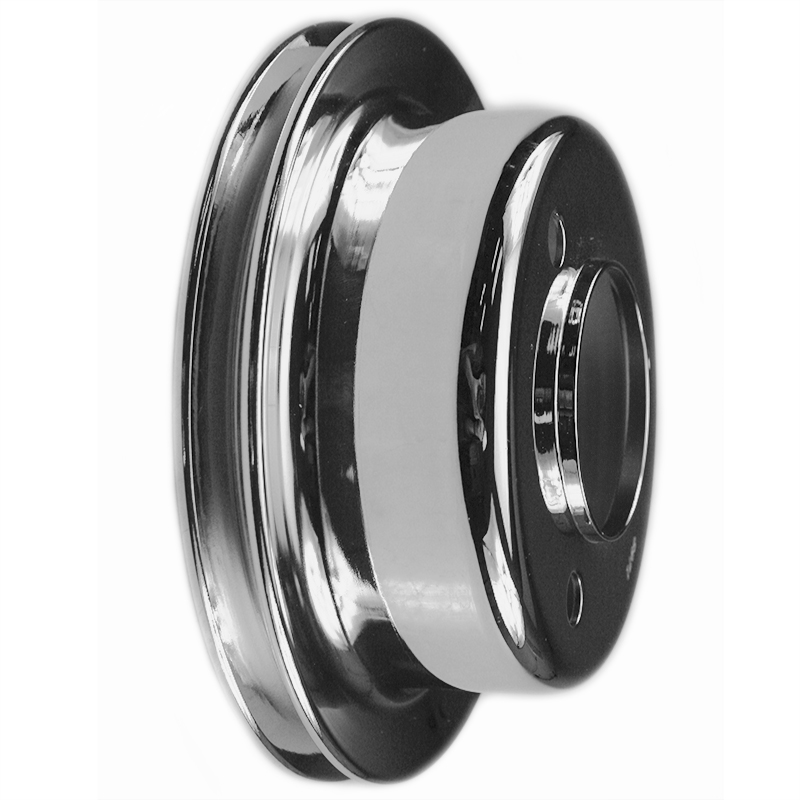 Power Products, Chrome Steel Crankshaft Pulley, Ford Small Block, 3-Bolt, Single Groove