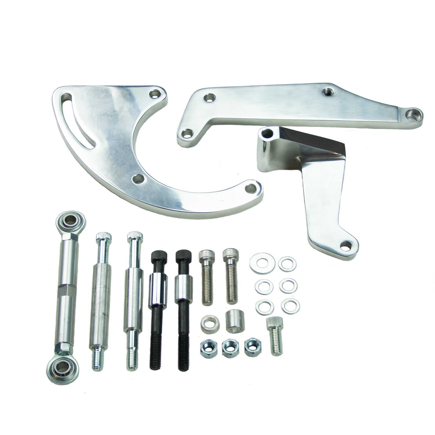 Power Products, Billet Aluminum A/C Compressor Bracket Kit, Chevrolet Small Block, Long Water Pump, Polished, Driver Sd.