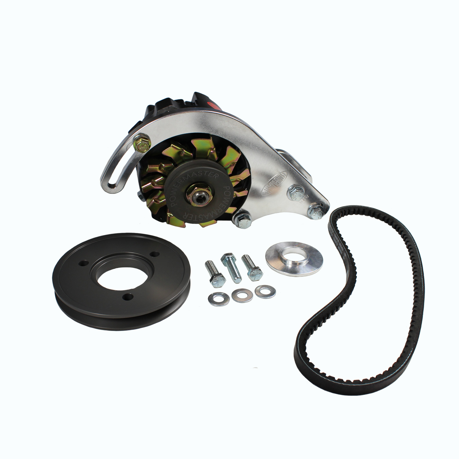 PowerMaster, Pro Series Racing Alternator Kit, Chev SB, Low Mount, 100 Amp, CS121 Case