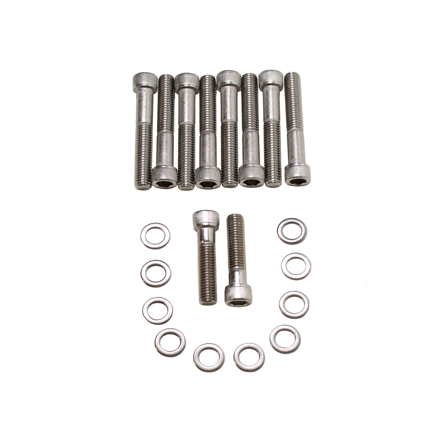 Power Products, Intake Bolts w/ Washers, Ford FE 360-428, Stainless Steel, Set of 10
