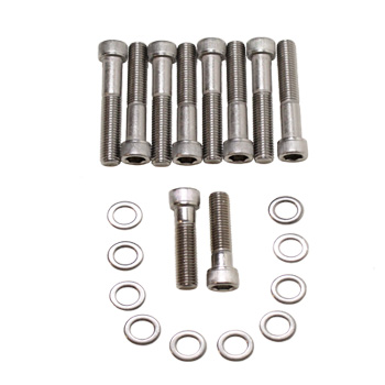 Power Products, Intake Bolts w/ Washers, Ford FE 360-428, Stainless Steel, Set of 10