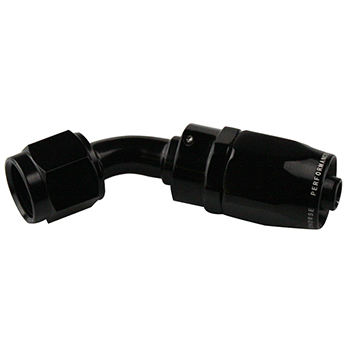 Redhorse, 45 Degree Swivel Seal Hose End, -6 AN, Black