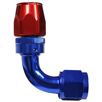 Redhorse, 90 Degree Swivel Seal Hose End, -10 AN, Red/Blue