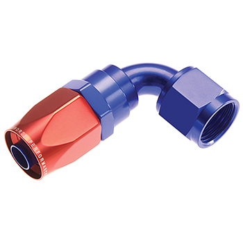 Redhorse, 90 Degree Swivel Seal Hose End, -8 AN, Red/Blue