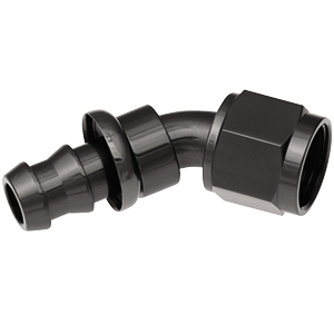 Redhorse, Push Loc 45 Elbow, Socketless, -6AN, Black
