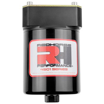 Redhorse, 4501 Series Cartridge Fuel Filter, -8AN Inlet/Outlet, Black, Sold as Each