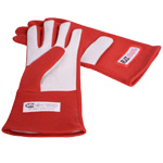 RJS, SFI 3.3/5 Double Layer Nomex Racing Gloves with Calfskin Palms, Red, Large