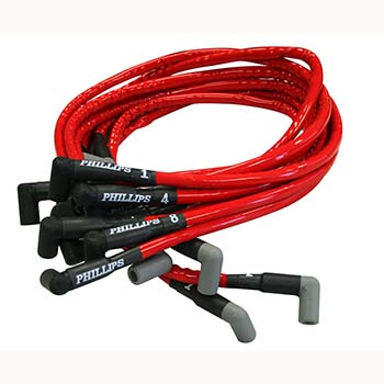 Phillips, Sleeved Wire Set, Chev BB, Over Valve Cover, HEI
