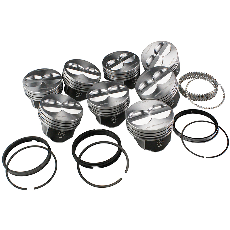 Speed Pro, Duroshield Hypereutectic Pistons & Rings Set, Chev SB, Flat Top, 4.030