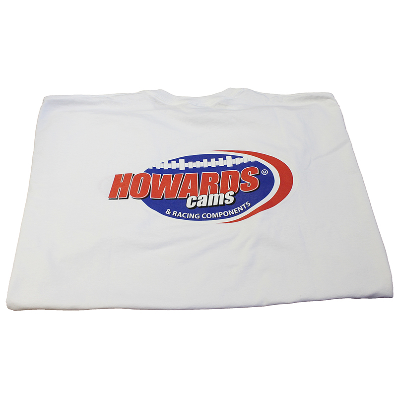 Howards Cams T-Shirt, White with Howards Cams Logo, Small