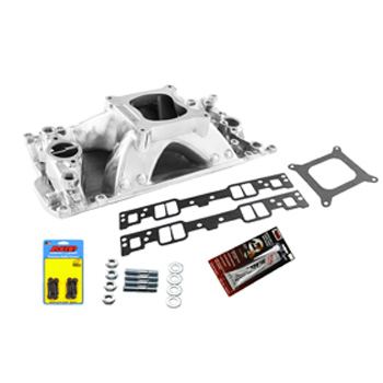 Speedmaster, HiRise Intake Manifold Kit, Chev SB Vortec Kit, 96'-Later, Polished Finish