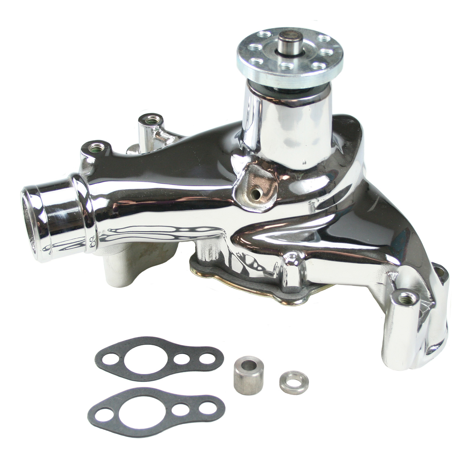 Tuff Stuff, Hi-Volume Aluminum Water Pump, Chevrolet Small Block (up to 1969-1995), Long Pump, Chrome, Sold as Each