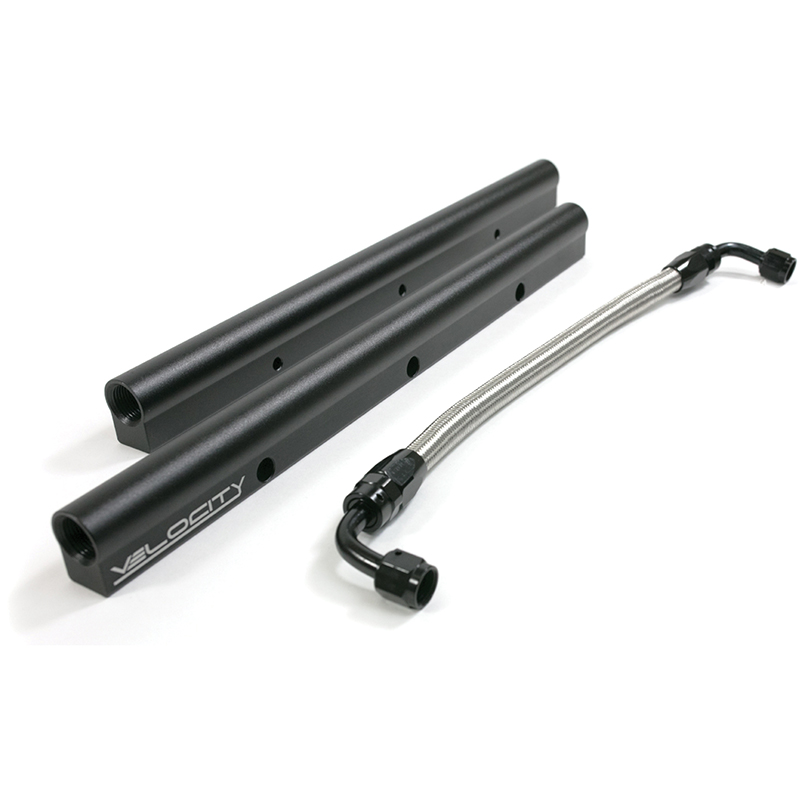 Velocity Billet Aluminum Fuel Rail Kit, Chev LS1/LS2/LS6, Black