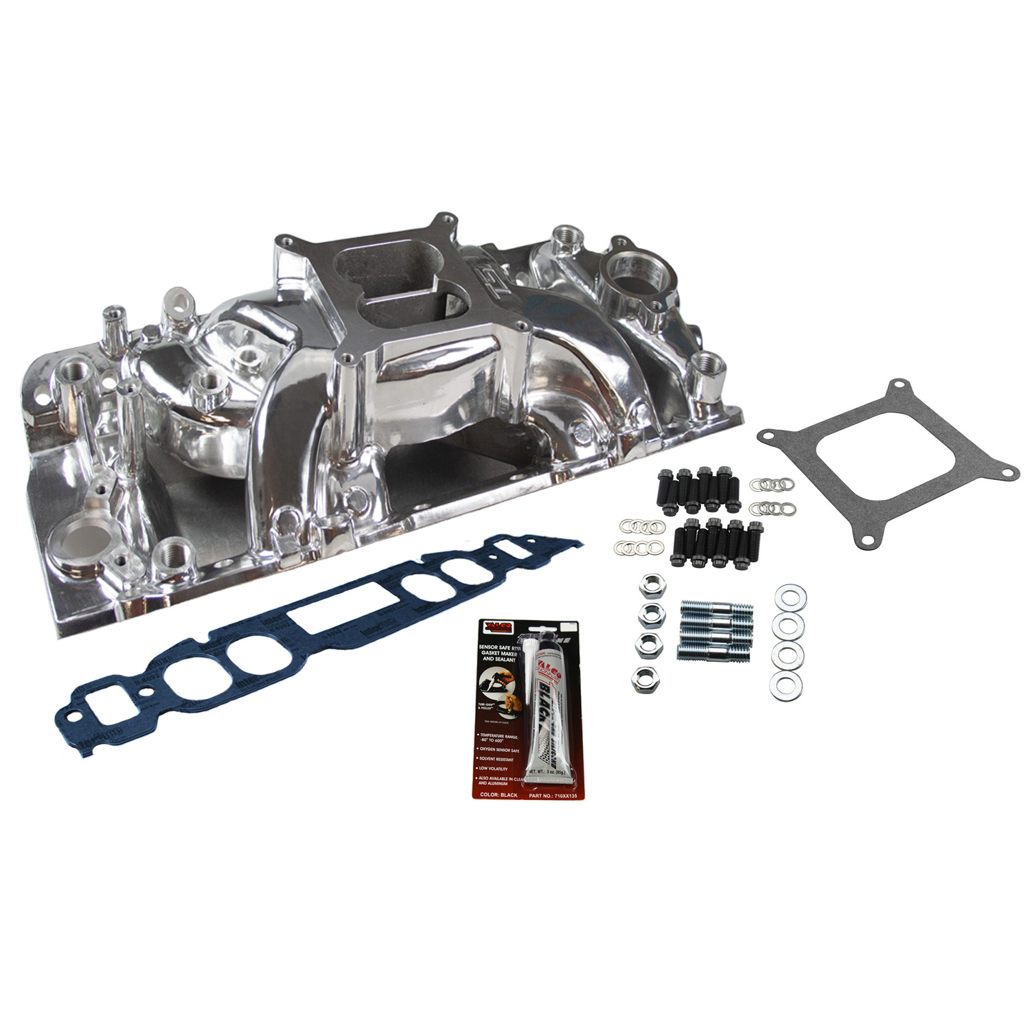 TSP, Air Gap Dual Plane Intake Kit, Chev BB, Oval Port, Polished Finish